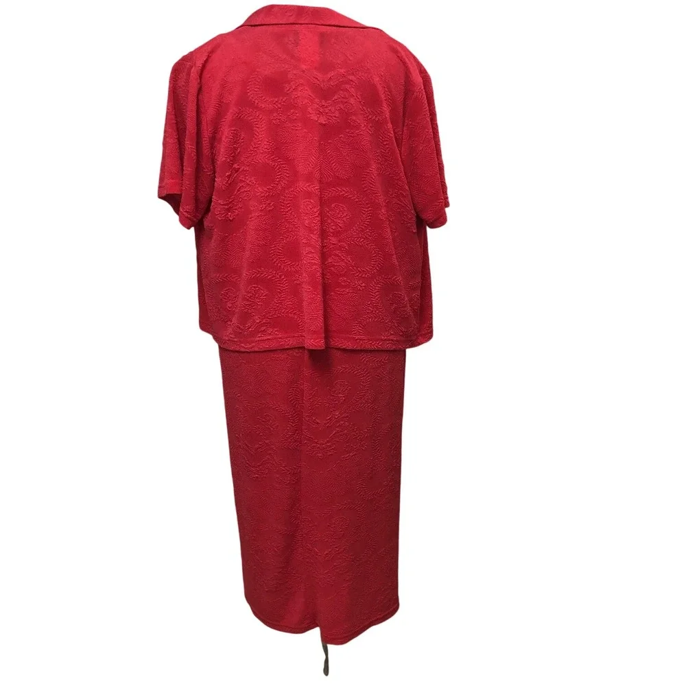 Y2K A-List by Wrapper Coral Maxi Dress‎ Jacket Set Floral Damask 2 PC  Womens 2X